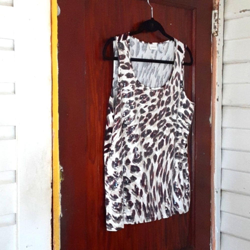 Chicos sz 2 leopard print sequined tank